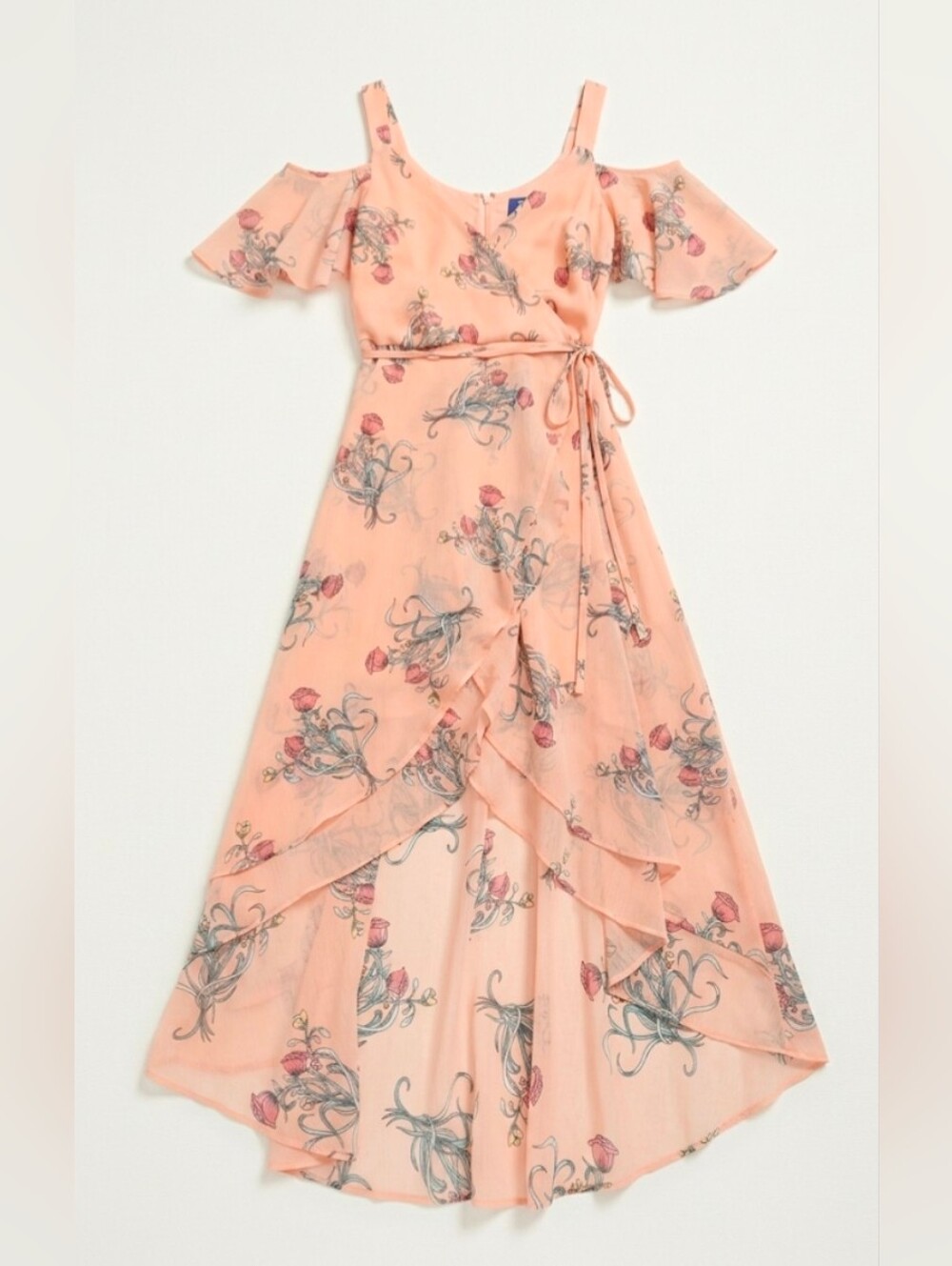 Beauty and the Beast Inspired Floral Cold Shoulder Dress Size S Wedding Guest